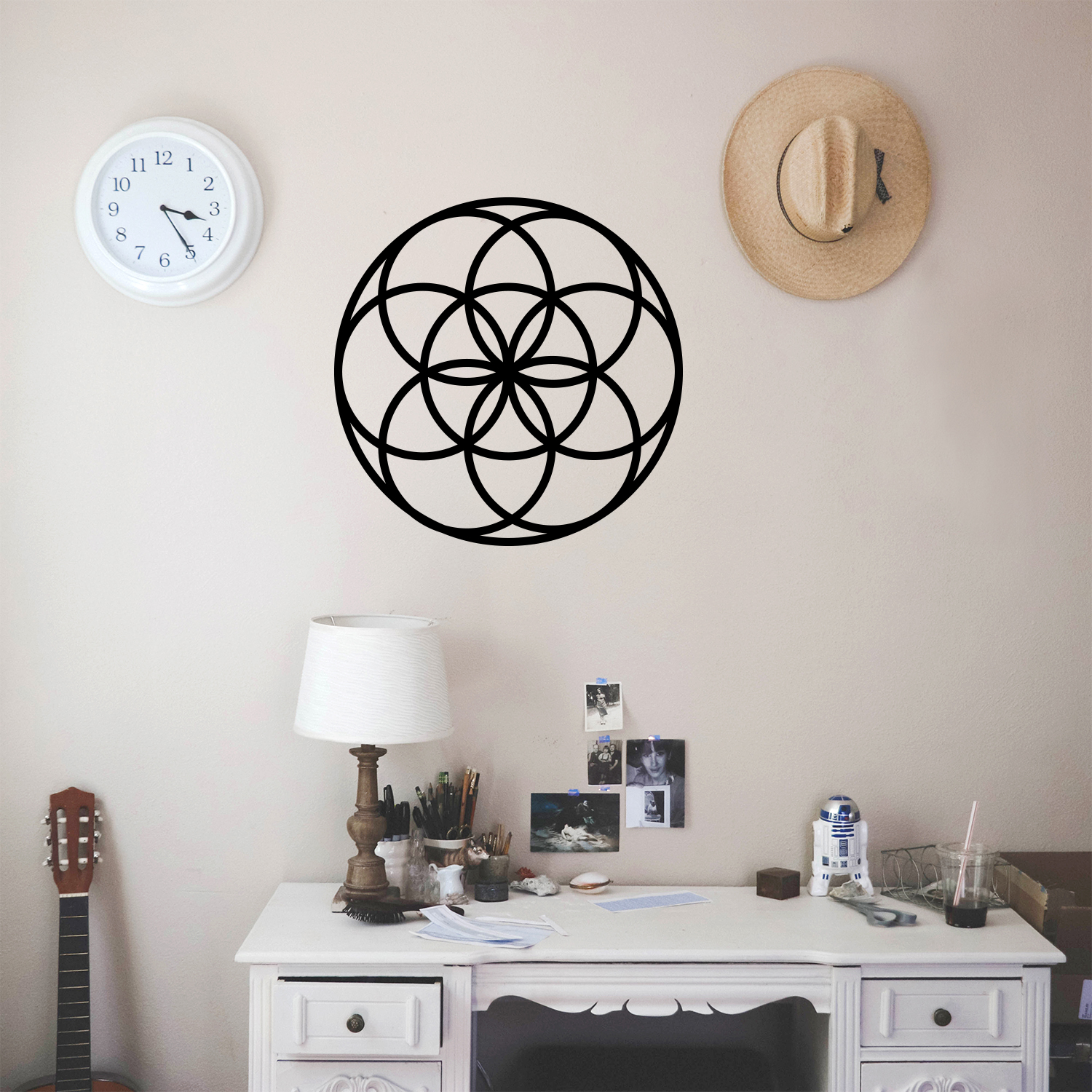 Seed of Life Circle Pattern - Black 23" x 23" Wall Art Decal Vinyl Sticker