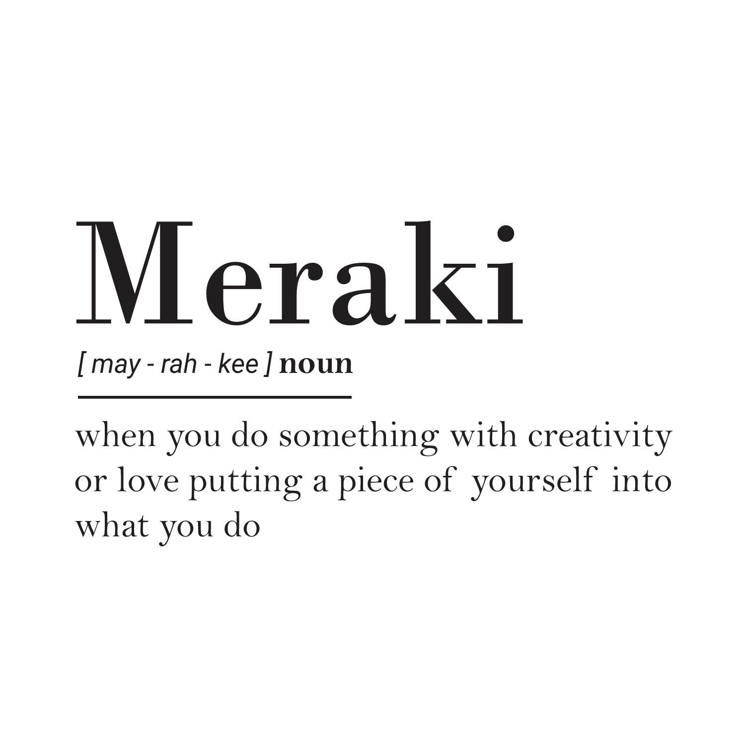 Vinyl Wall Art Decal Meraki Greek Definition 15* x 27.5* Trendy