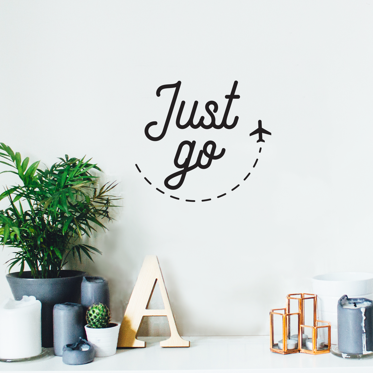 Just Go - Black 19" x 22" Wall Art Decal Vinyl Sticker