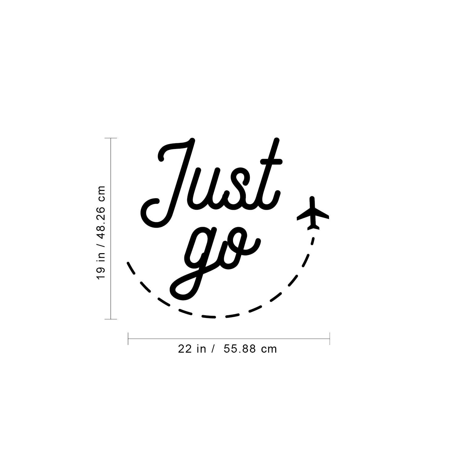 Just Go - Black 19" x 22" Wall Art Decal Vinyl Sticker