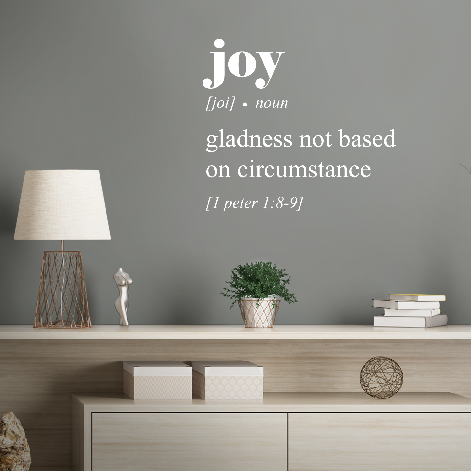 Joy Gladness nicht basierend auf Umständen 1 Peter 1:8-9 - weiß 22" x 25" Wanddeko - Bild 5 von 5