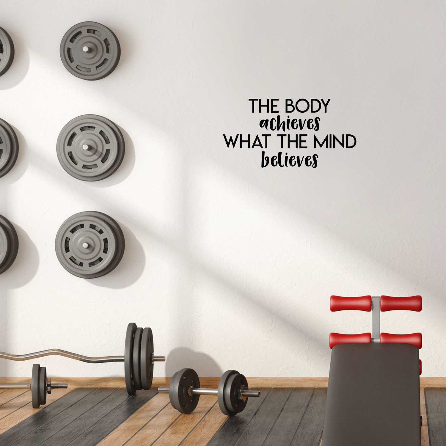 Printique The Body Achieves What The Mind Believes - Black 13" x 25" Wall Decal - Picture 2 of 5