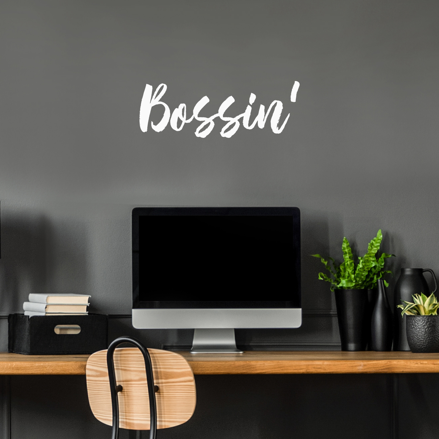 Bossin' - White 7" x 20" Wall Art Decal Vinyl Sticker