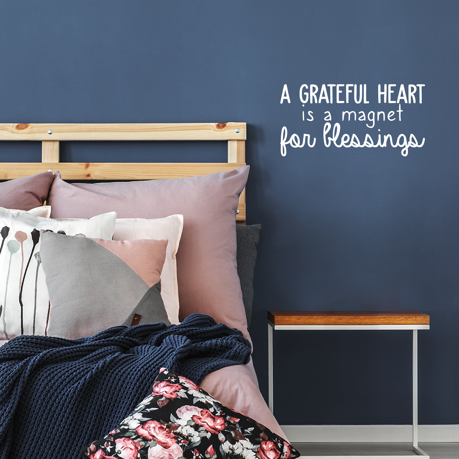 A Grateful Heart is A Magnet for Blessings - White 11" x 22" Wall Decal Vinyl