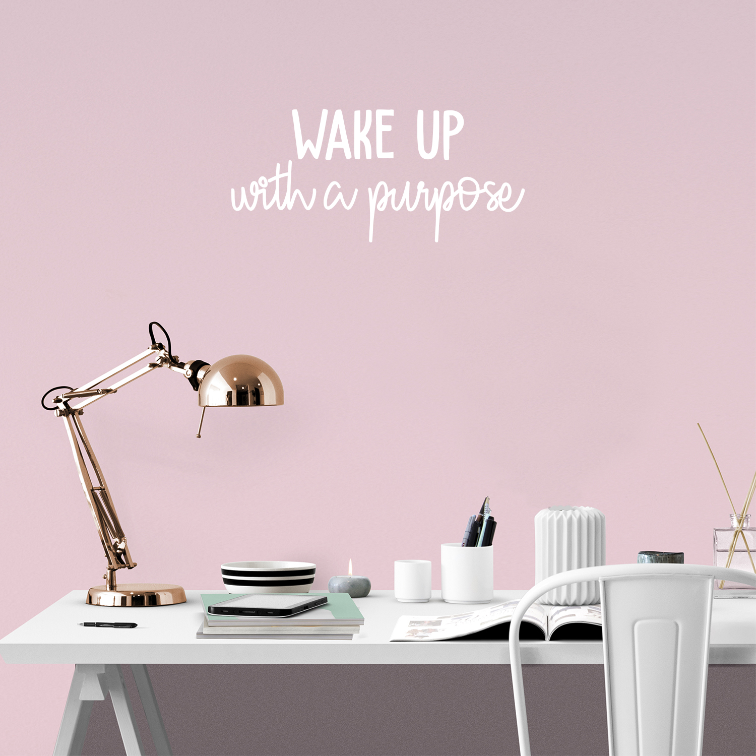 Wake Up with A Purpose - White 10" x 22" Wall Art Decal Vinyl Sticker