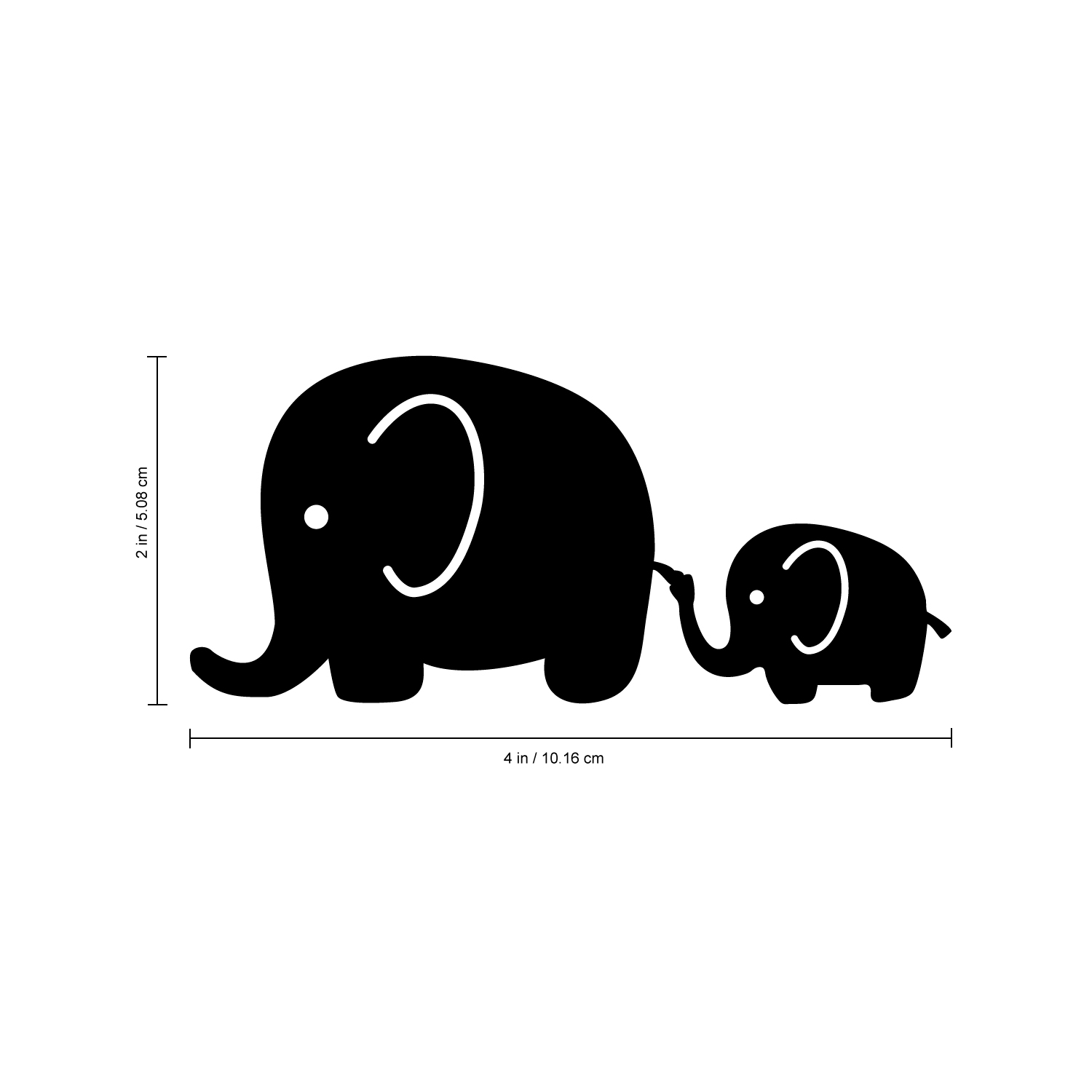 Vinyl Wall Art Decal Mom And Baby Elephant 2* x 4* Trendy Cute