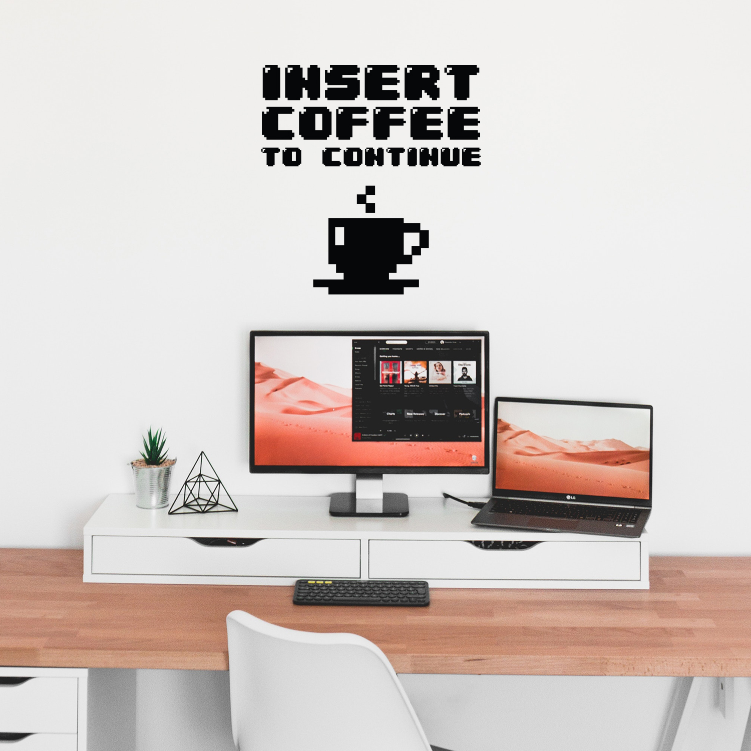 Insert Coffee to Continue - Black 23" x 22" Wall Art Decal Vinyl Sticker