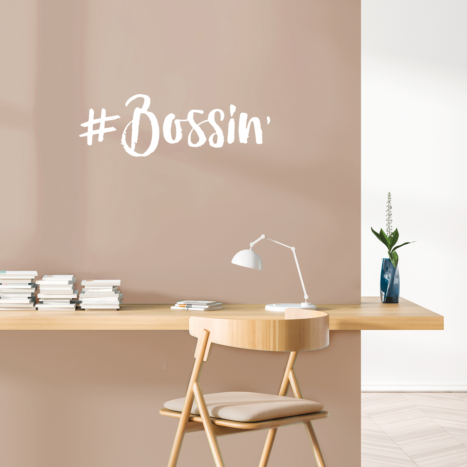#Bossin - White 10" x 30.5" Wall Art Decal Vinyl Sticker
