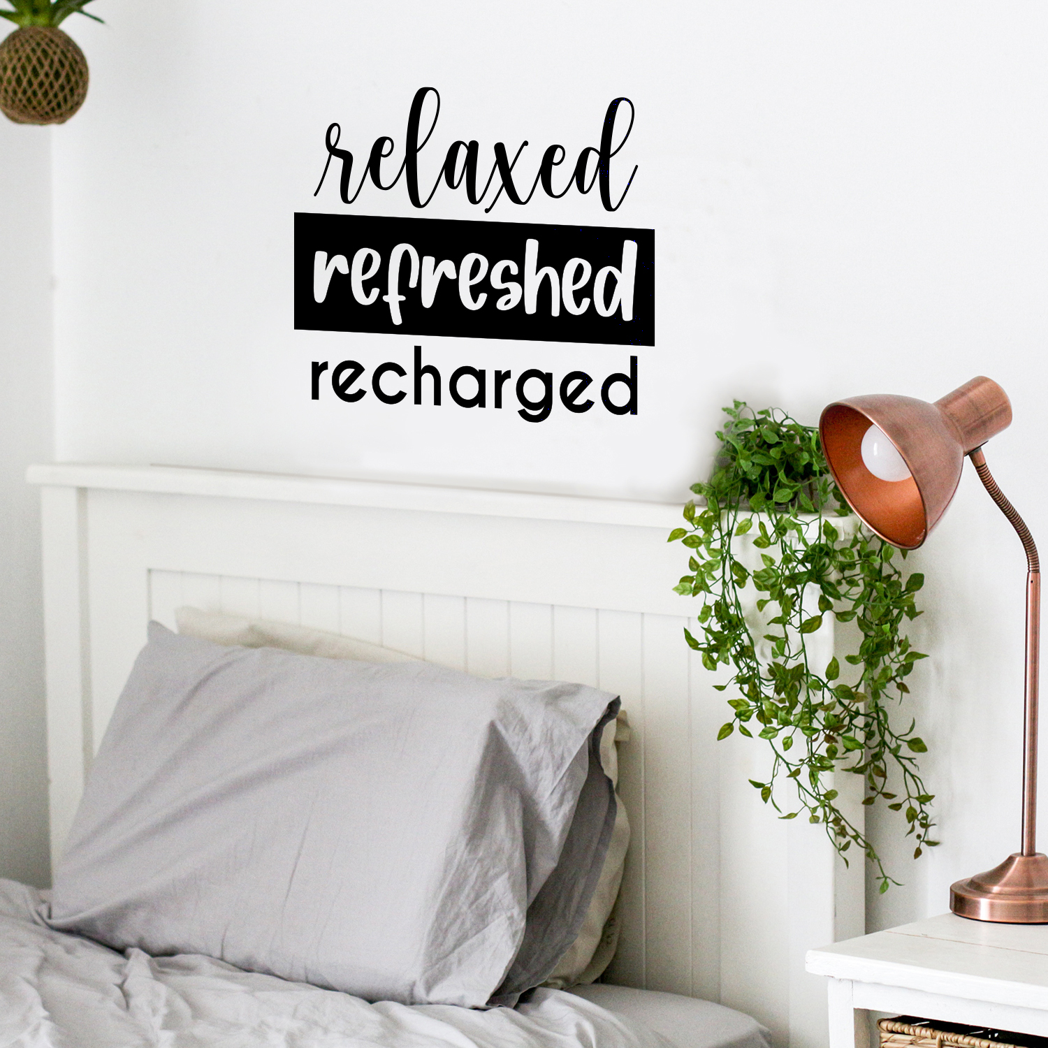 Relaxed Refreshed Recharged - Black 13.5" x 16.5" Wall Art Decal Vinyl Sticker - Picture 2 of 4