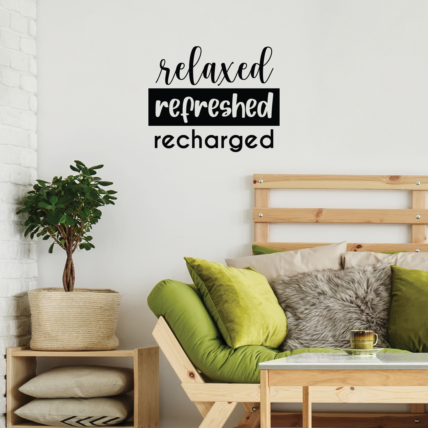 Relaxed Refreshed Recharged - Black 13.5" x 16.5" Wall Art Decal Vinyl Sticker - Picture 4 of 4