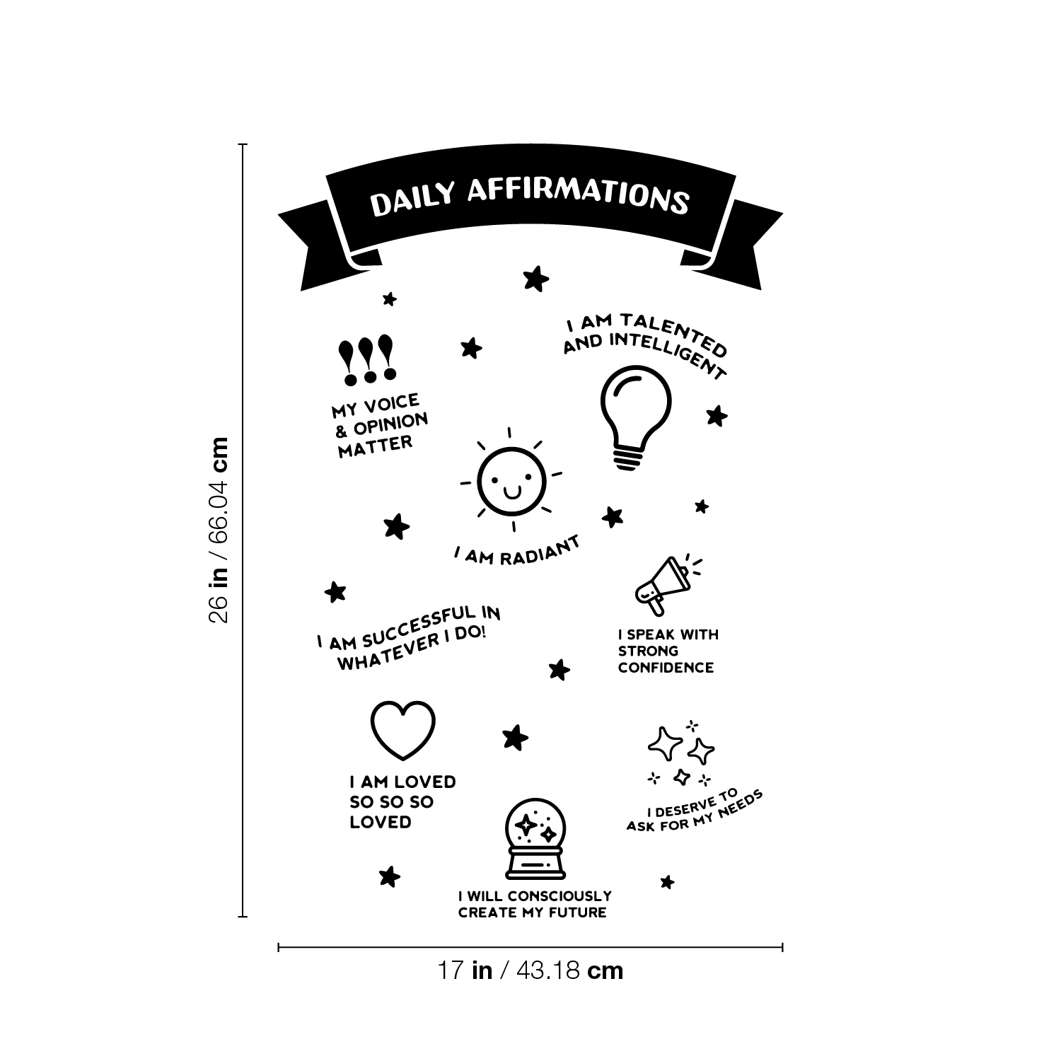 Daily Affirmations - Black 26" x 17" Wall Art Decal Vinyl Sticker - Zdjęcie 3 z 4