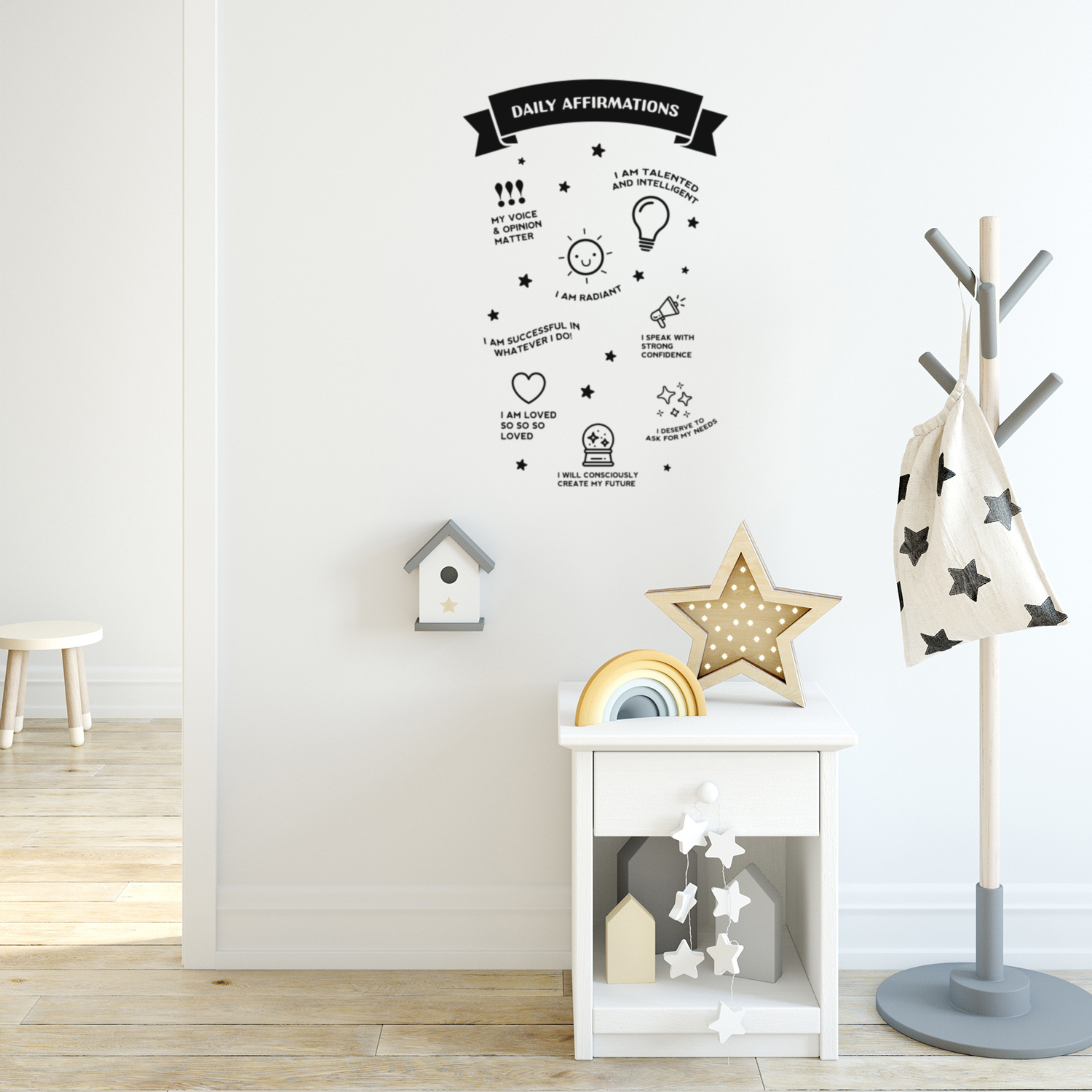 Daily Affirmations - Black 26" x 17" Wall Art Decal Vinyl Sticker - Zdjęcie 4 z 4
