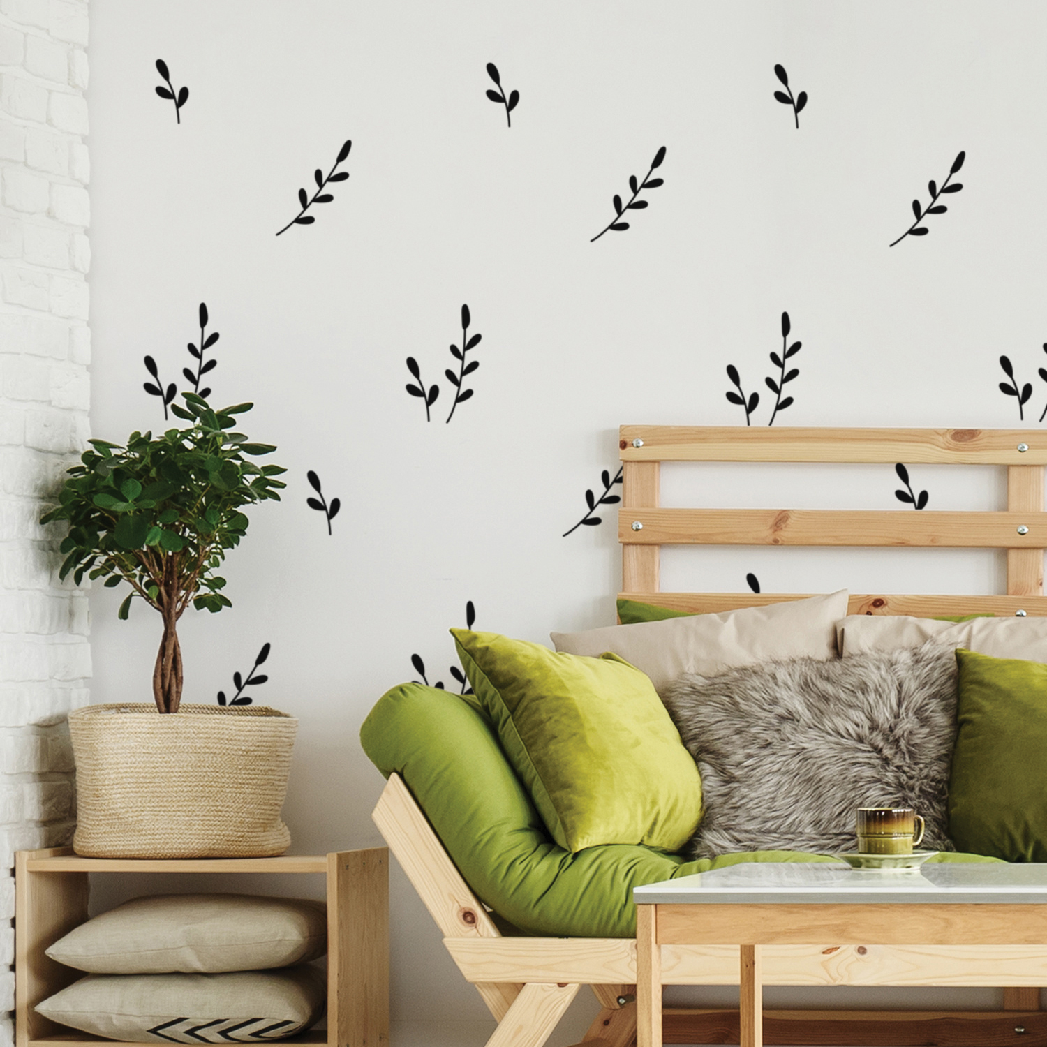 Set of 28 Vine Pattern - Black 7" x 2" Wall Art Decal Vinyl Sticker