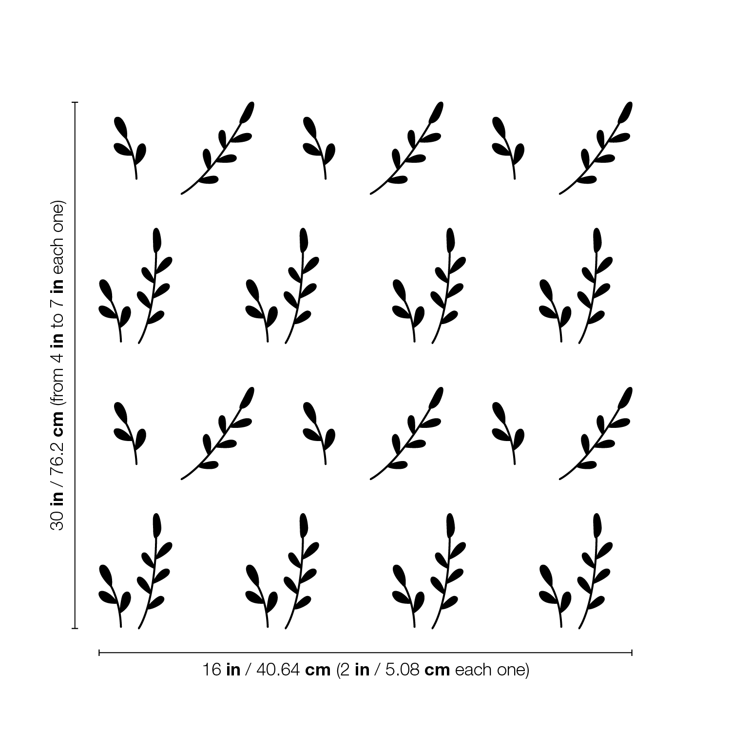Set of 28 Vine Pattern - Black 7" x 2" Wall Art Decal Vinyl Sticker - Picture 3 of 4
