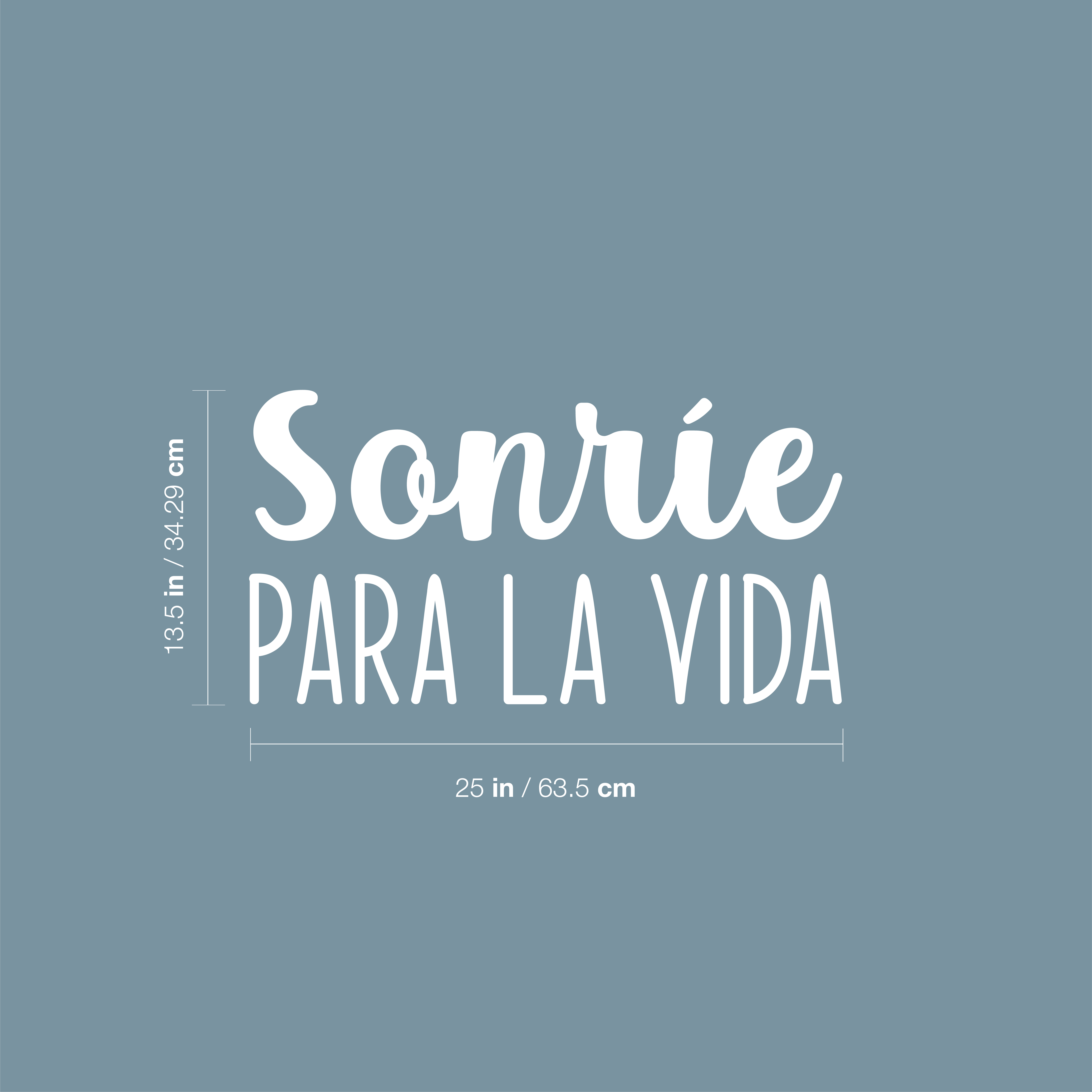 Sonr�e para La Vida / Smile for Life - White 13.5" x 25" Wall Art Decal Vinyl