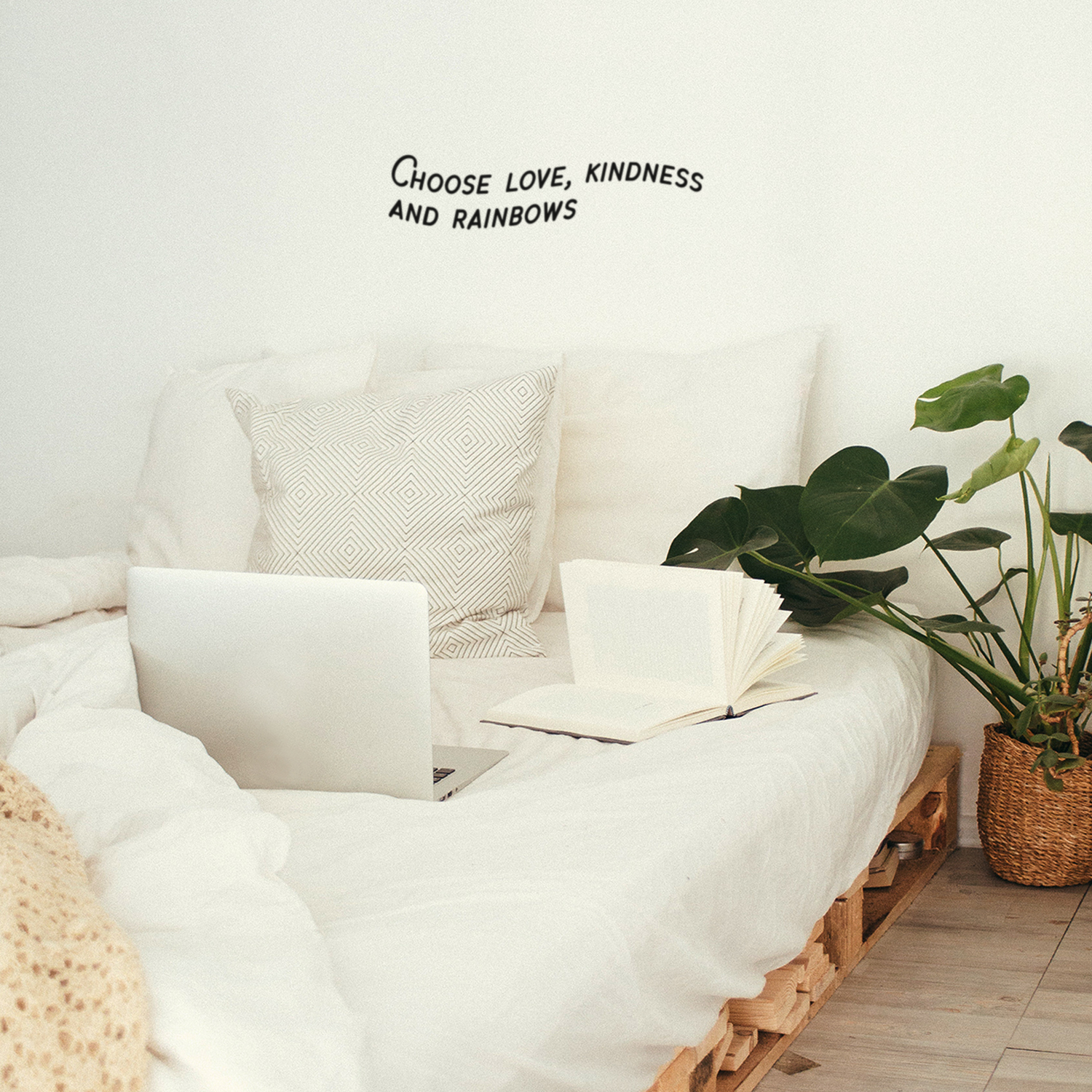 Choose Love Kindness and Rainbows - Black 6" x 25" Wall Art Decal Vinyl Sticker