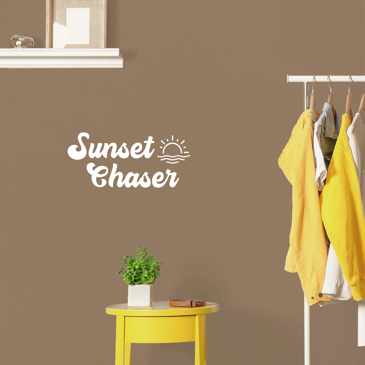 Sunset Chaser - White 9" x 20" Wall Art Decal Vinyl Sticker - Bild 1 von 4