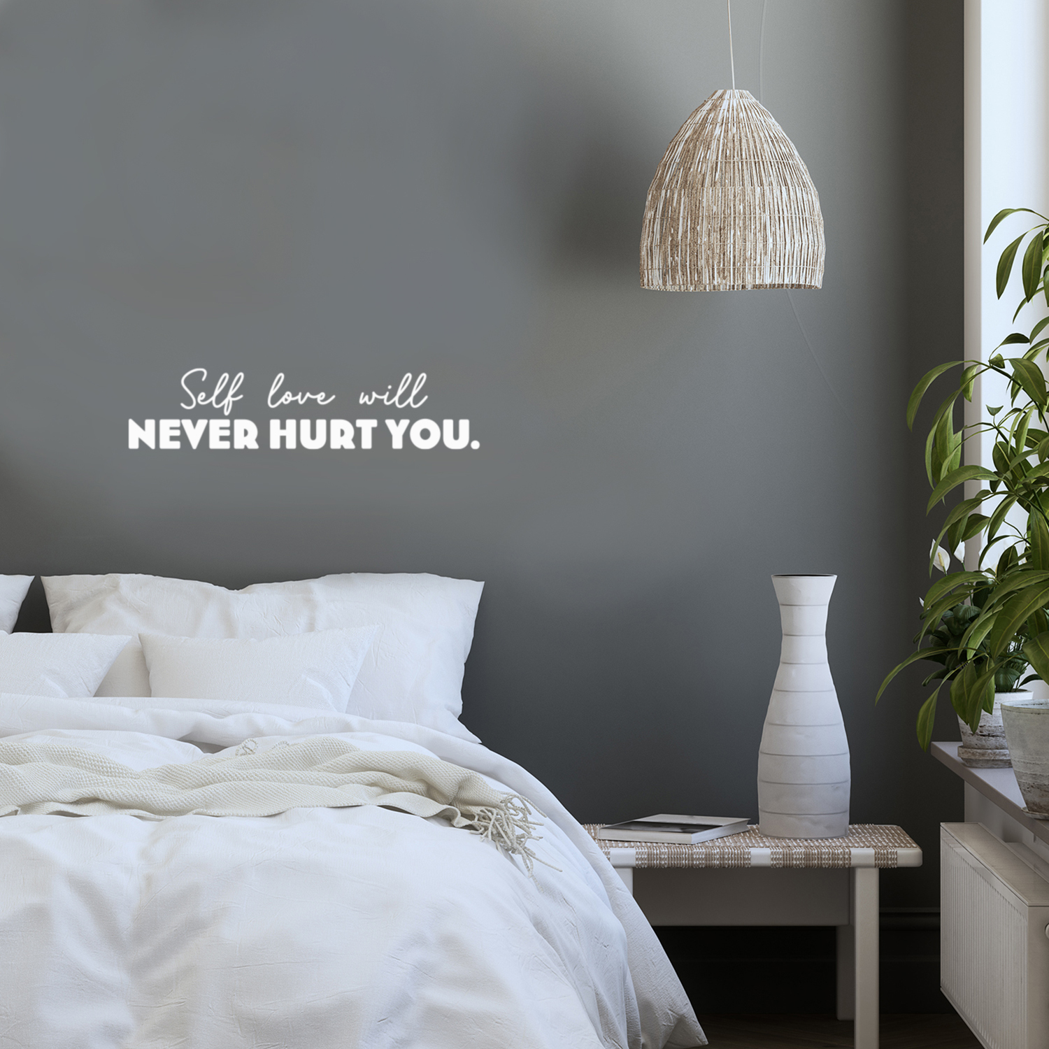 Self Love Will Never Hurt You - White 6" x 25" Wall Art Decal Vinyl Sticker - Zdjęcie 3 z 4