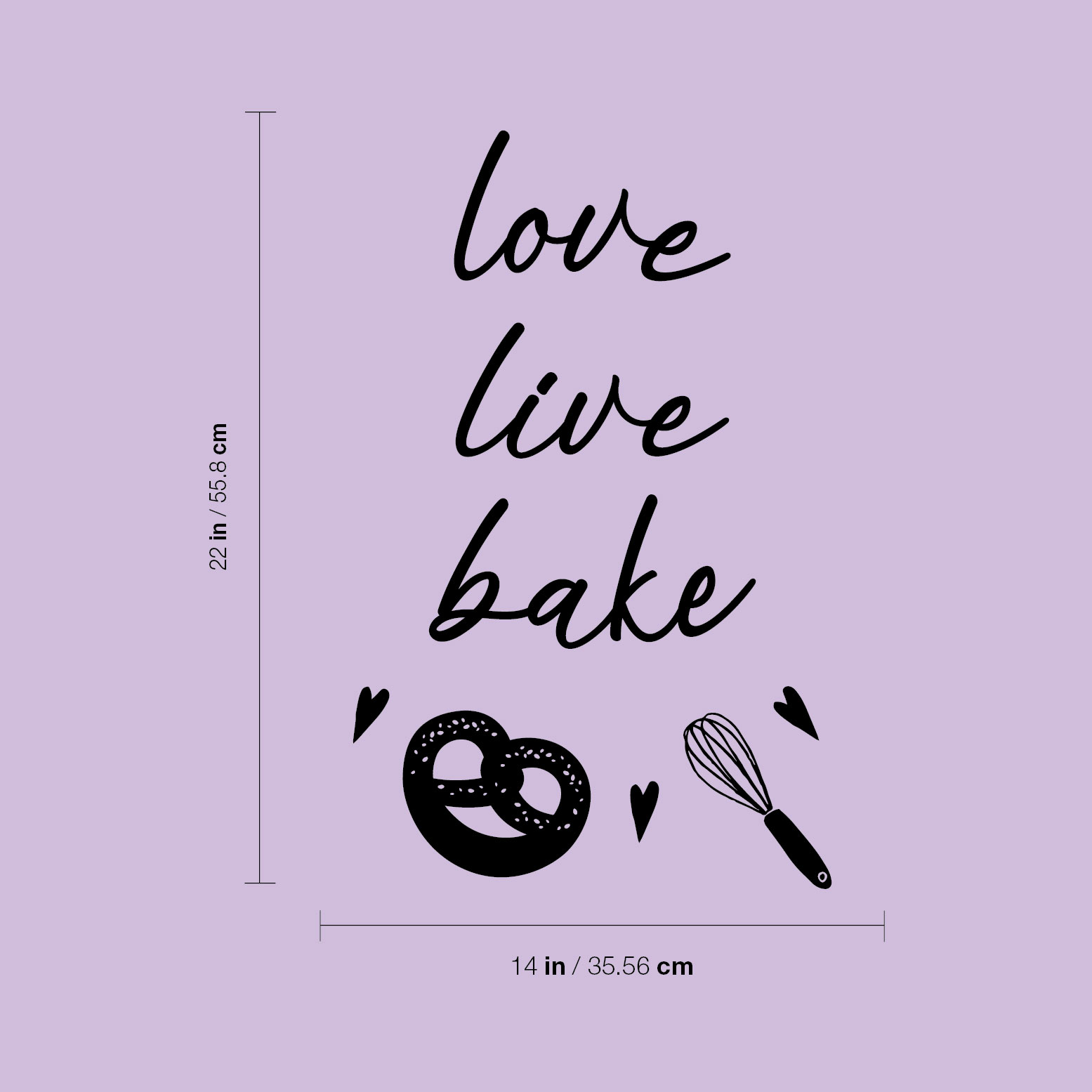 Love Live Bake - Black 22" x 14" Wall Art Decal Vinyl Sticker - Picture 2 of 4