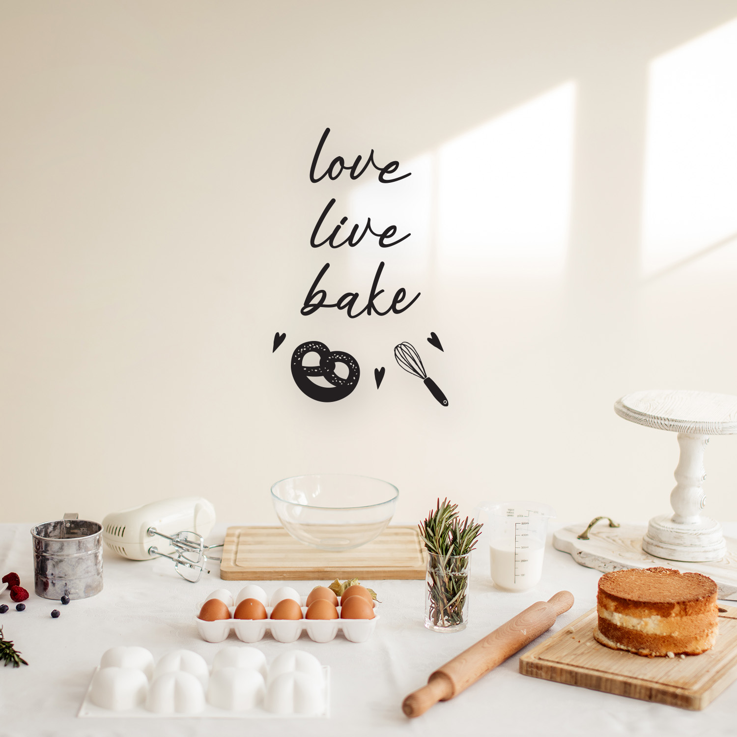 Love Live Bake - Black 22" x 14" Wall Art Decal Vinyl Sticker - Picture 4 of 4