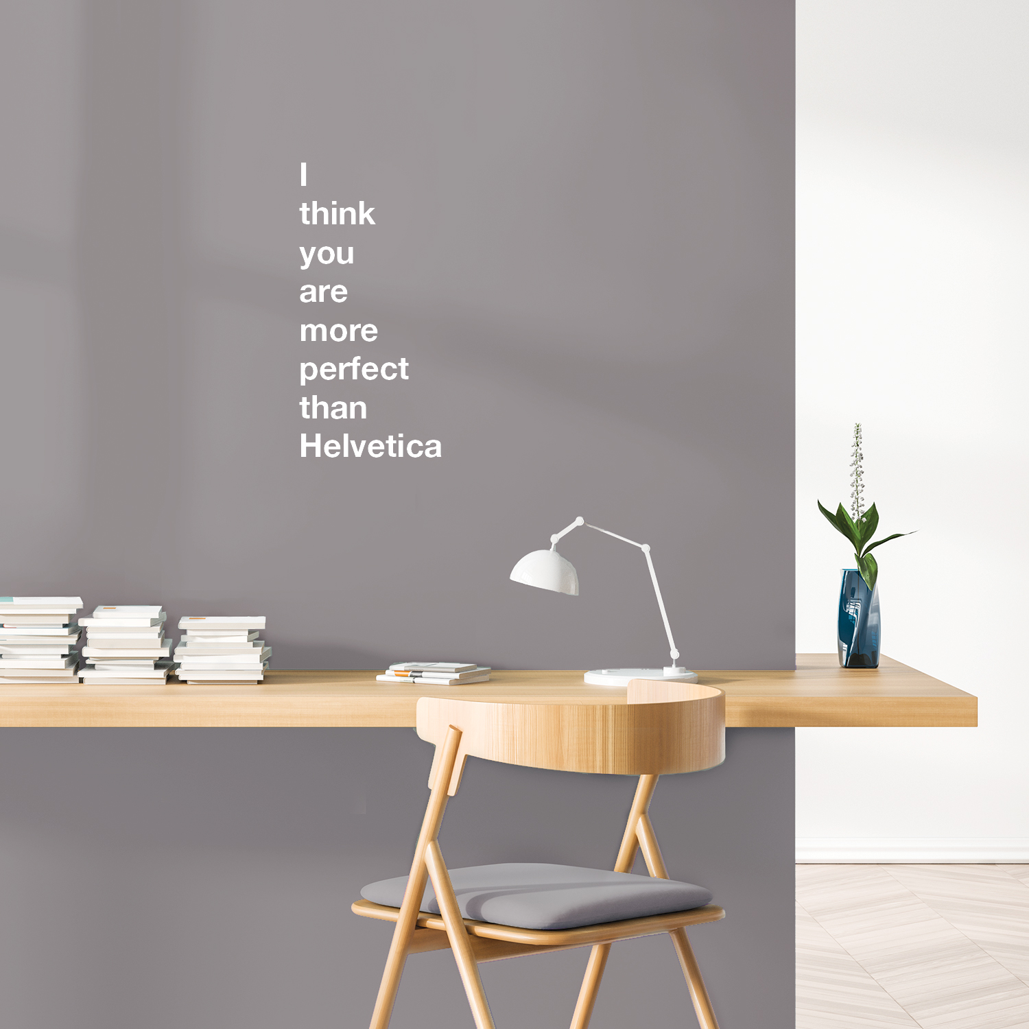 I Think You are More Perfect Than Helvetica - White 27" x 13" Wall Decal Vinyl - Bild 4 von 4