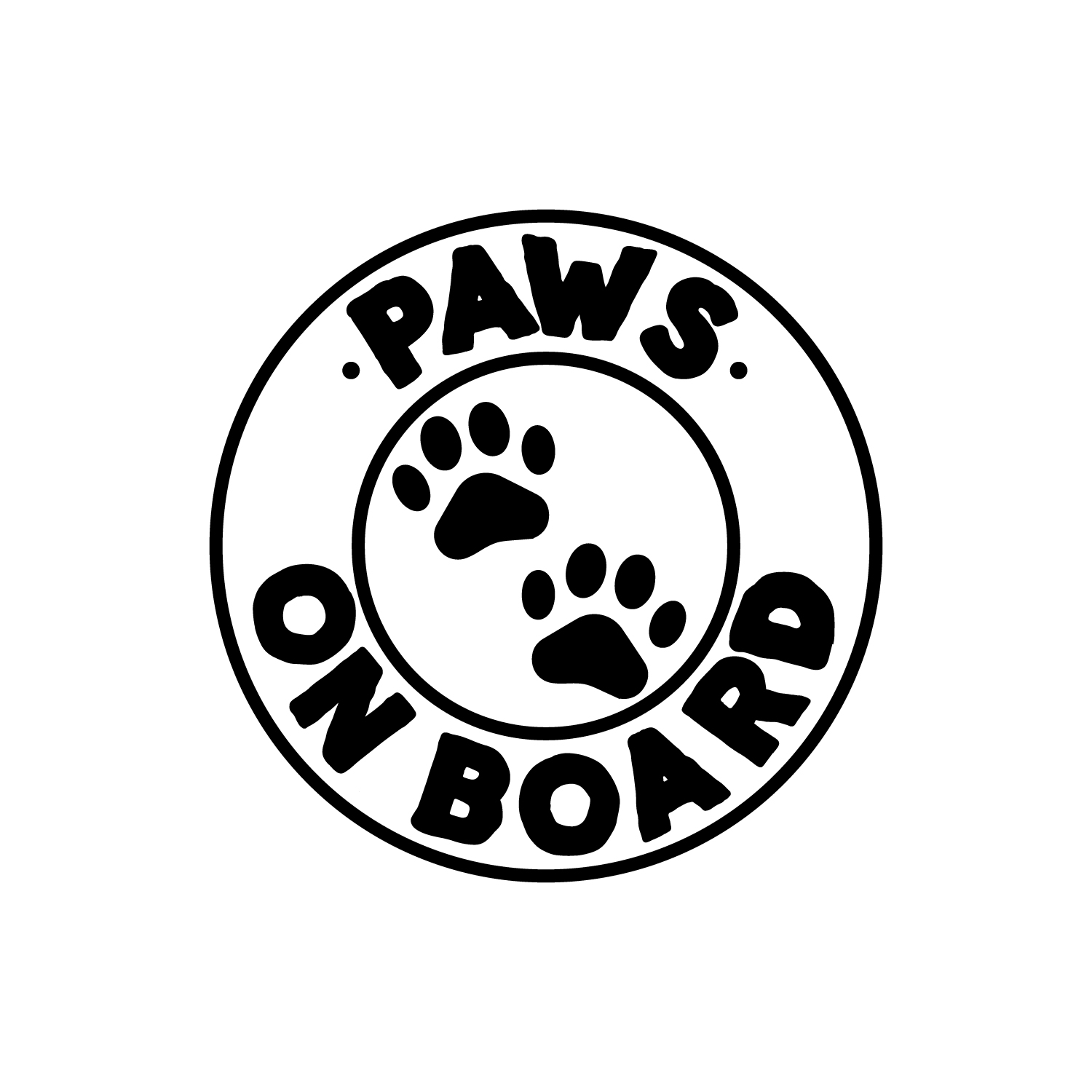 Paws On Board - Black 6" x 6" Wall Art Decal Vinyl Sticker