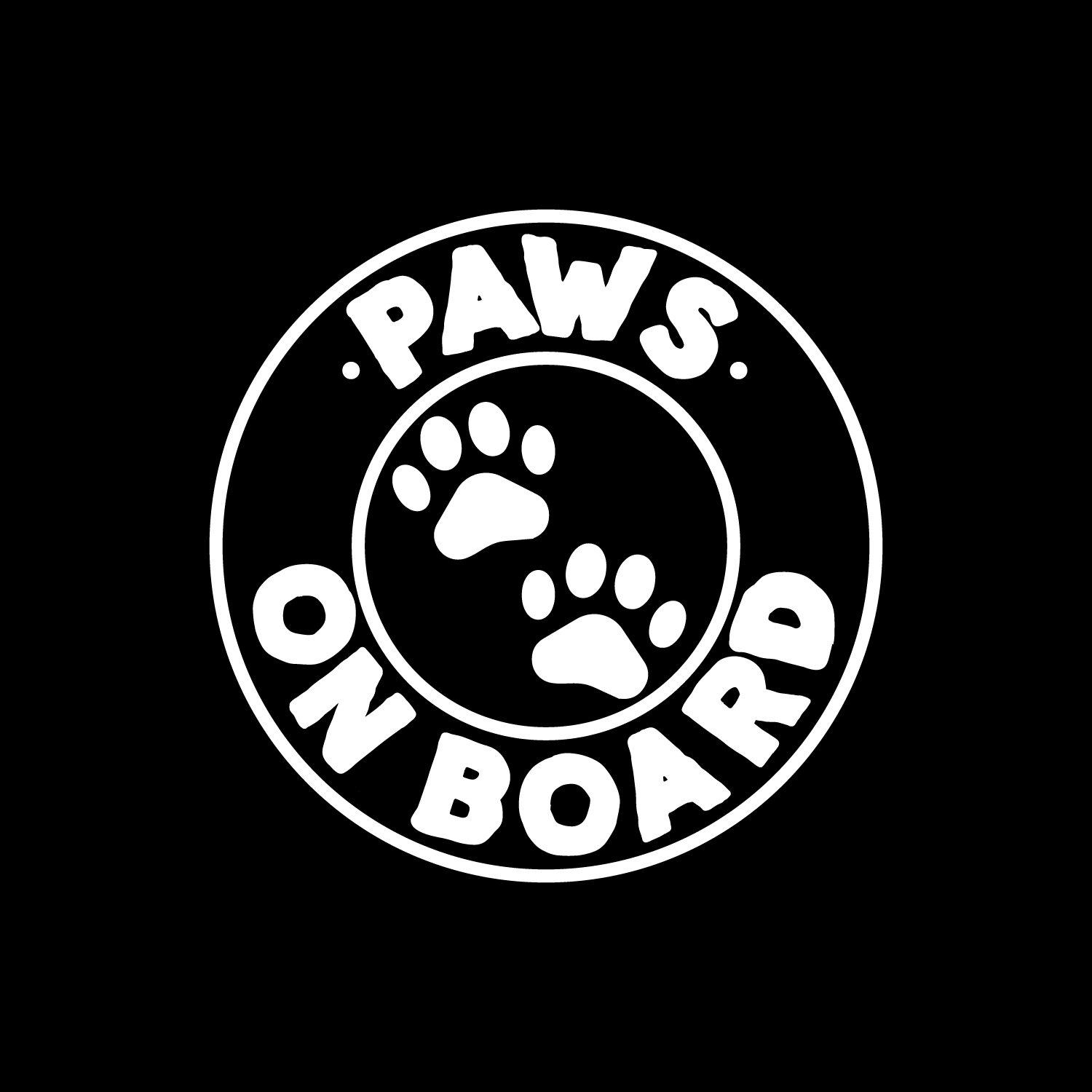 Paws On Board - White 6" x 6" Wall Art Decal Vinyl Sticker