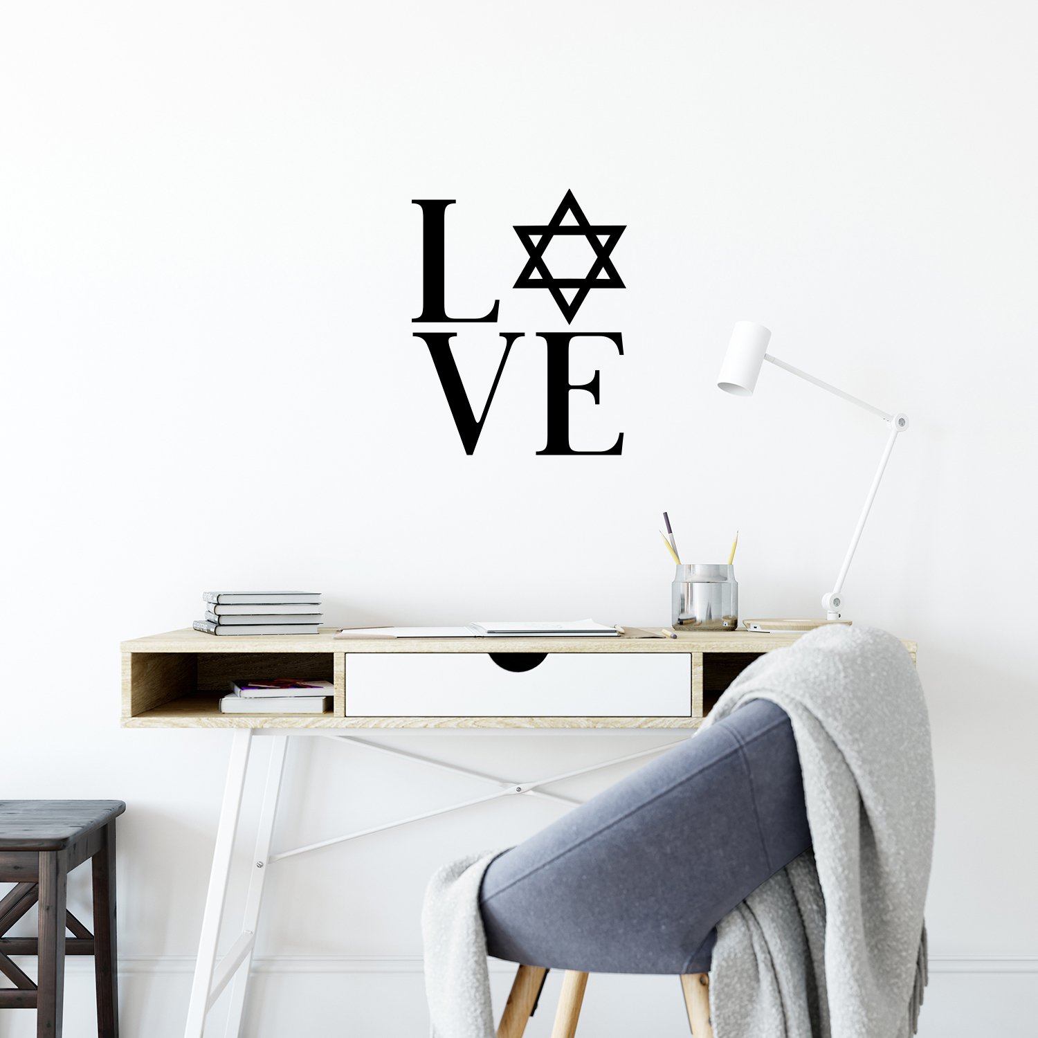 Vinyl Wall Art Decal L ? V E 20" x 16" Modern Lovely Jewish Star