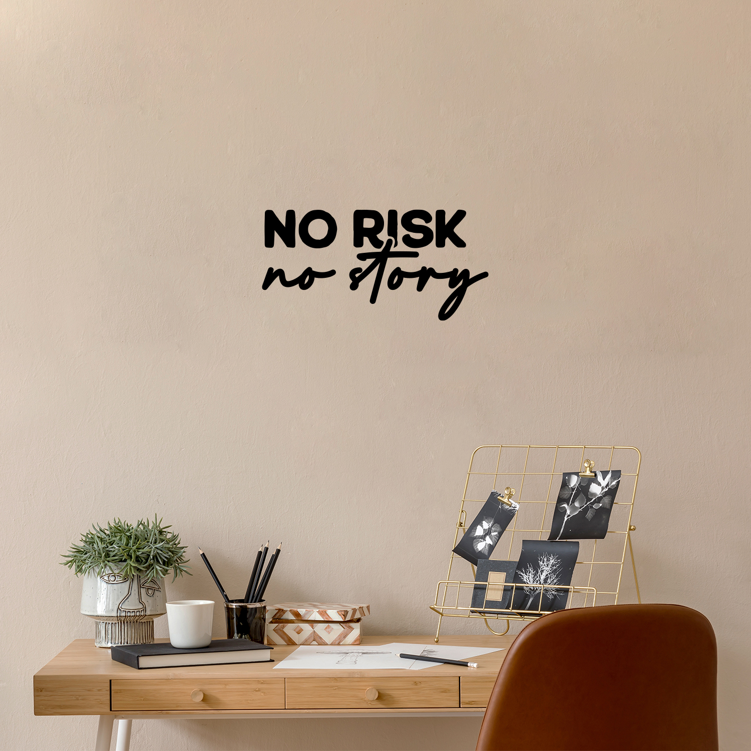No Risk No Story - Vinyl Wall Decal Motivational Adventure Decor Black 12x25 - Picture 4 of 4