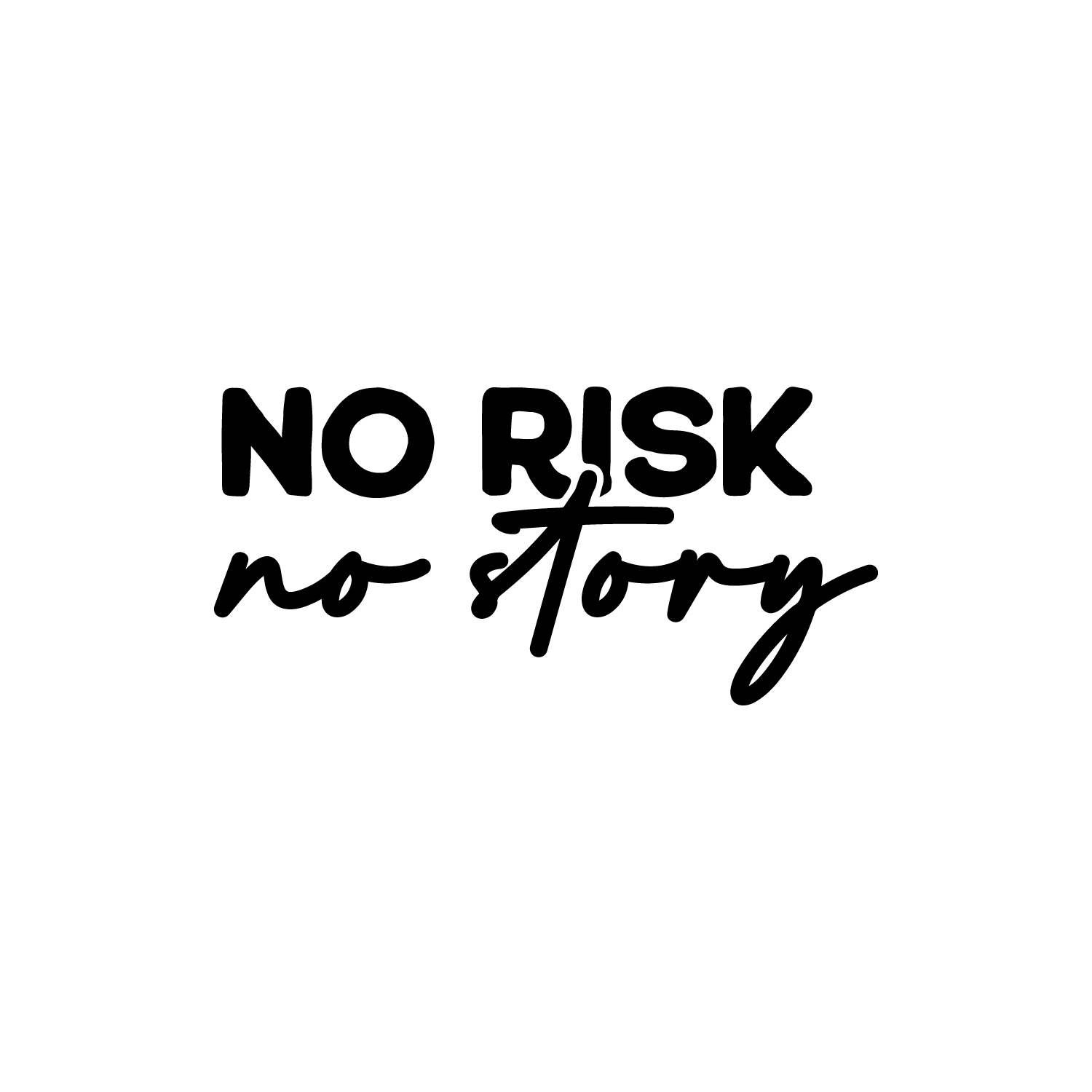 No Risk No Story - Vinyl Wall Decal Motivational Adventure Decor Black 12x25