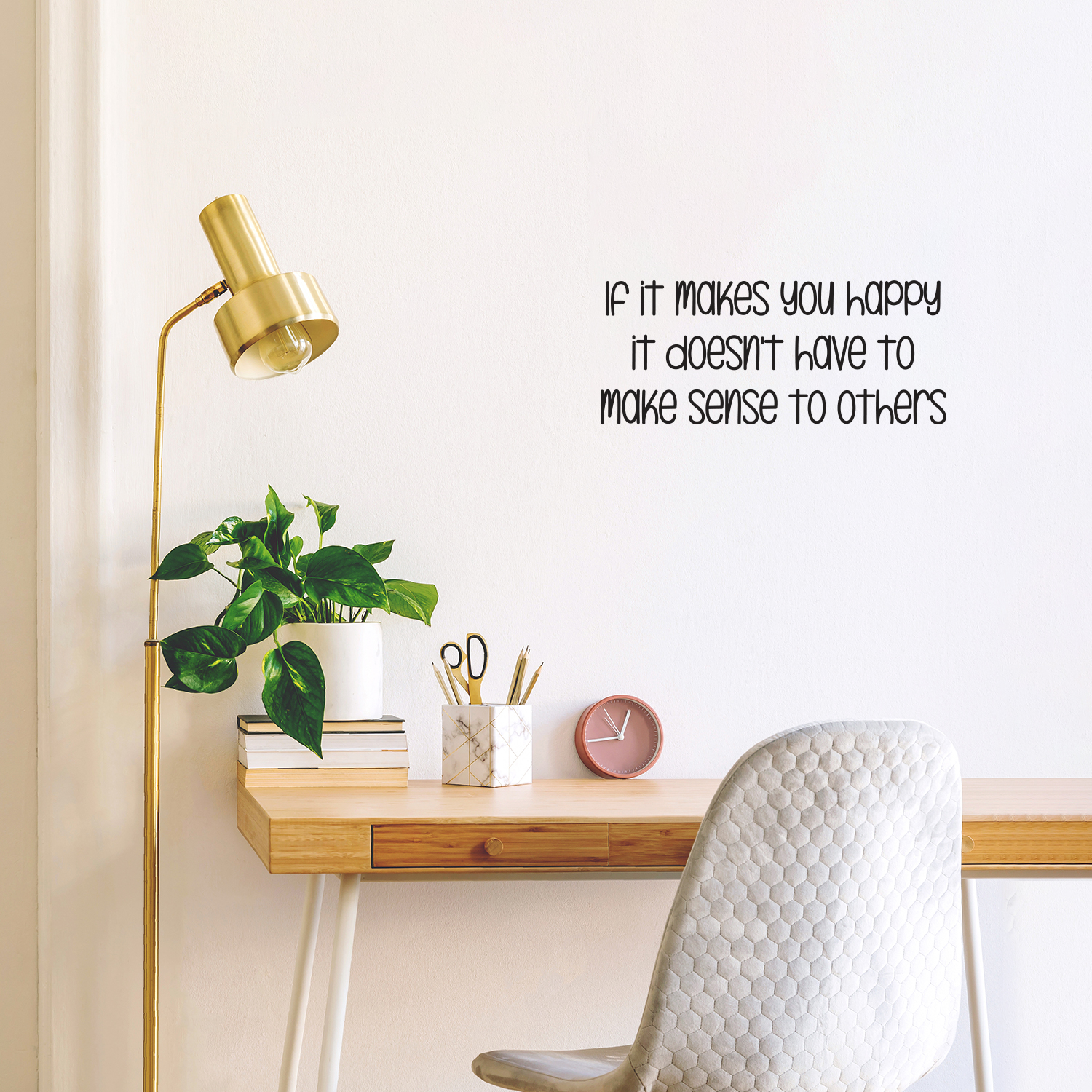 If It Makes You Happy - Winylowa naklejka ścienna Motywacyjny cytat Dekoracja Czarna 10,5x25 - Zdjęcie 3 z 4